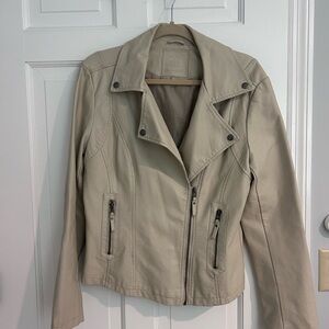Max Studio Light Beige Leather Moto Jacket